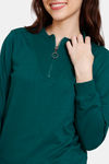 Zivame Soft Terry Fabric Knit Cotton Sweatshirt - Rain Forest — thumbnail 5